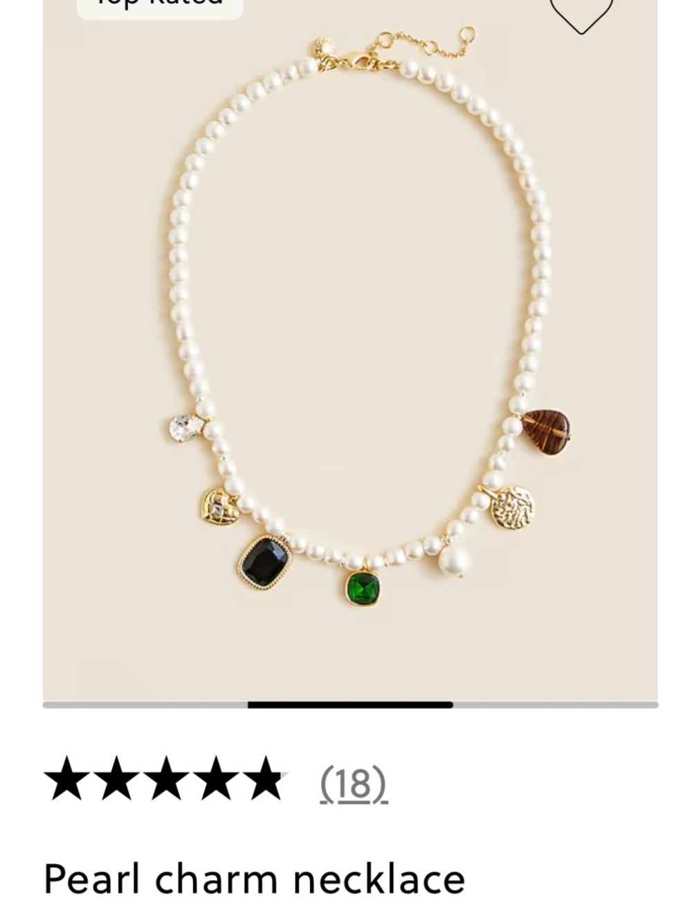 J. Crew Ivory Pearl Necklace with Gold and Multicolor Charms - Picture 3 of 3